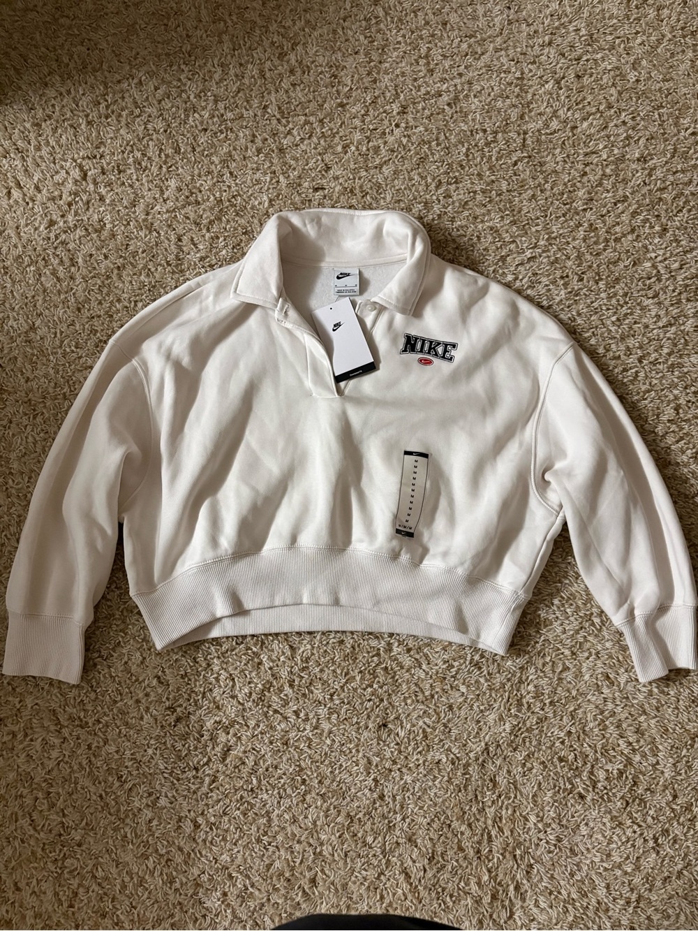 Nike Women's White Cropped Collared Sweatshirt